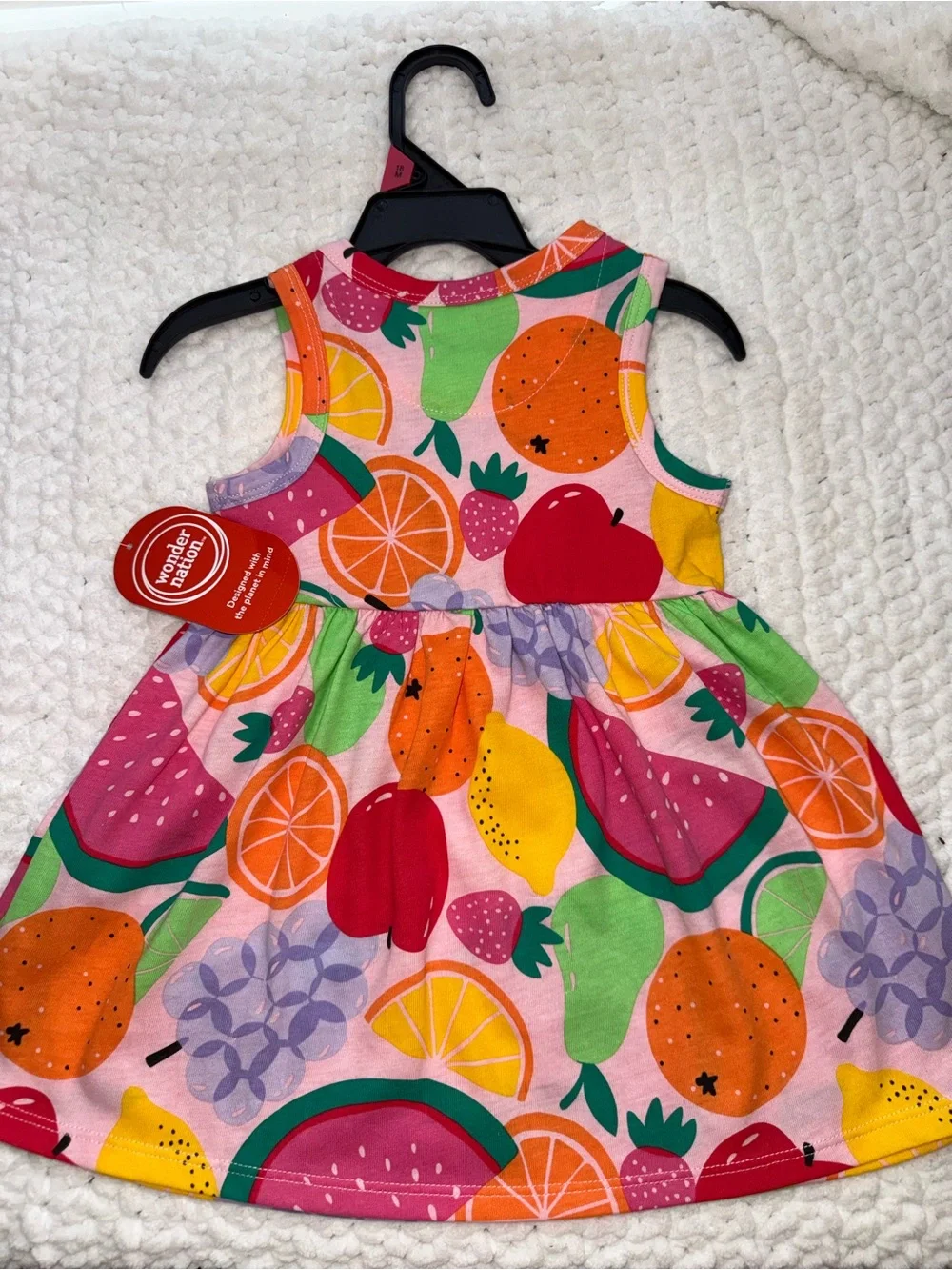Colorful Fruit Print Toddler Dress - Pink Multi